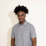 Plaid Button Up Shirt for Men in Grey