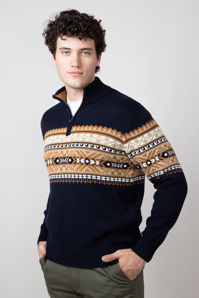 1897 Original 1/4 Zip Mock Neck Sweater for Men in Navy
