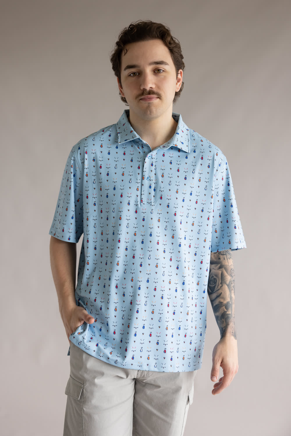 1897 Legends Golf Print Polo for Men in Blue