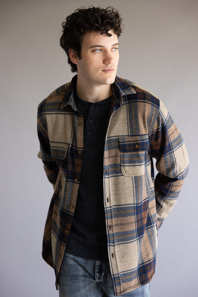 1897 Legends Stretch Flannel Shirt for Men in Brown Plaid