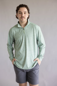 1897 Legends Striped Quarter Zip Pullover for Men in Green