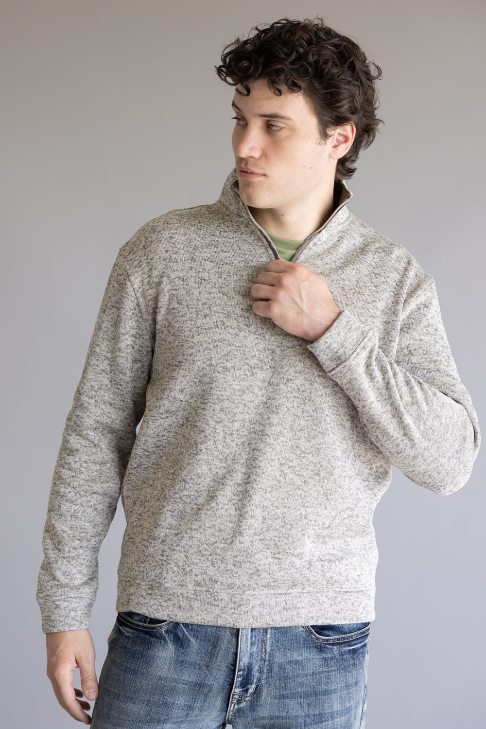 1897 Legends ¼ Zip Pullover for Men in Light Grey