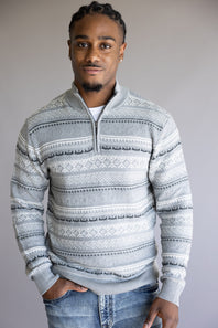 1897 Original Fisherman Quarter Zip Mock Neck Sweater for Men in Grey