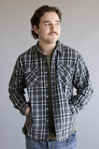 1897 Original Plaid Shacket for Men in Charcoal