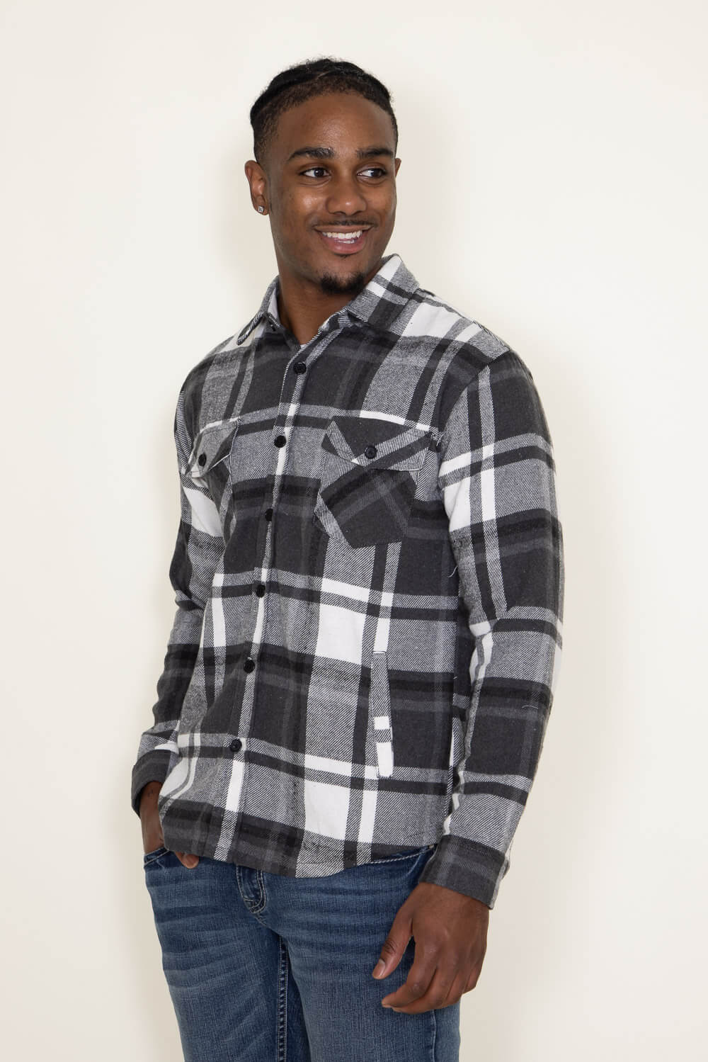 1897 Original Plaid Shacket for Men in Grey 8PW1087M CHARCOAL
