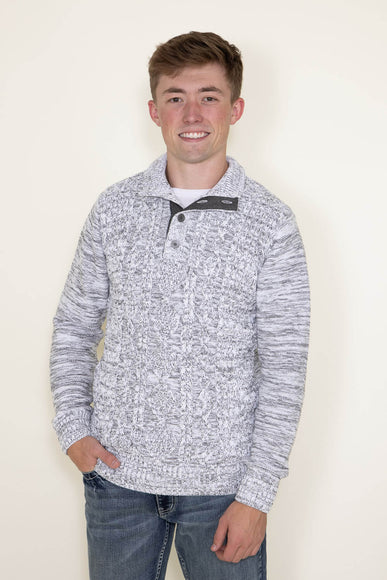 1897 Original 1/4 Cable Button Neck Sweater for Men in White and Grey