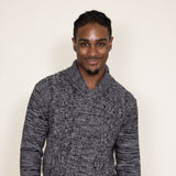 1897 Original 1/4 Shawl Cable Neck Sweater for Men in Black