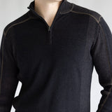 1897 Original 1/4 Zip Mock Neck Sweater for Men in Black/Latte