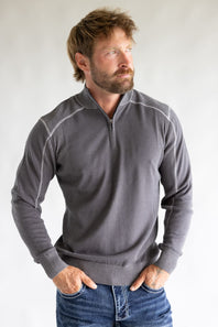 1897 Original 1/4 Zip Mock Neck Sweater for Men in Grey