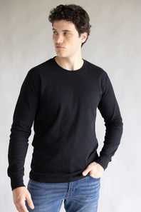 1897 Original Solid Crew Thermal Long Sleeve Shirt for Men in Black