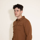 1897 Original Solid Fleece Shacket for Men in Brown