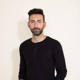 1897 Original Solid Henley Thermal Long Sleeve Shirt for Men in Black