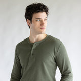 1897 Original Solid Henley Thermal Long Sleeve Shirt for Men in Green