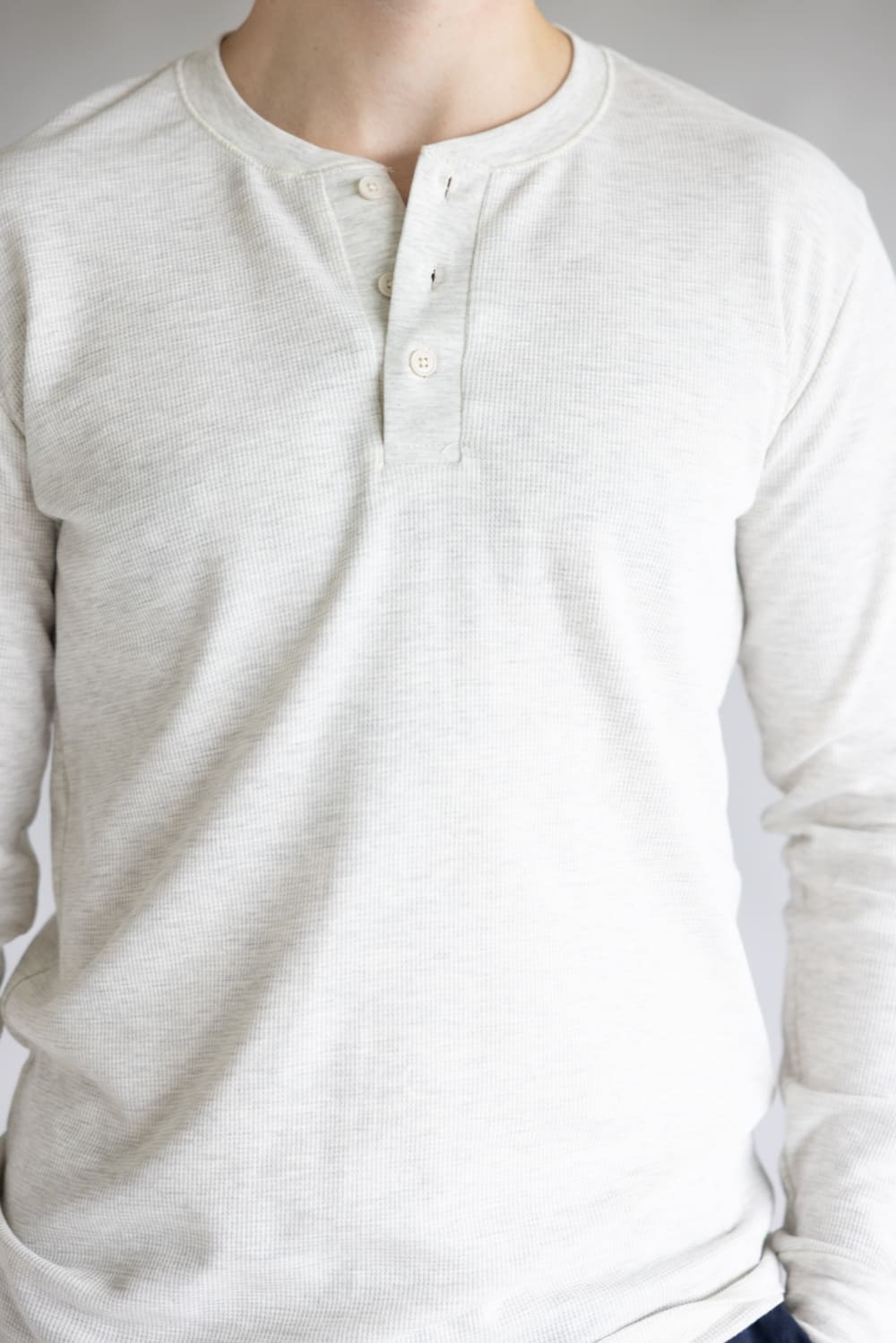 1897 Original Solid Henley Thermal Long Sleeve Shirt for Men in Oatmeal