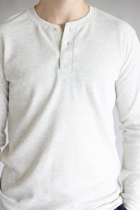 1897 Original Solid Henley Thermal Long Sleeve Shirt for Men in Oatmeal