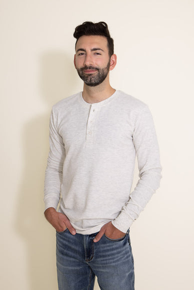 1897 Original Solid Henley Thermal Long Sleeve Shirt for Men in Oatmeal