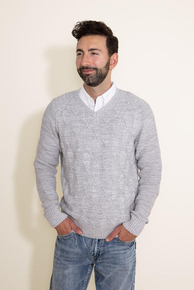 1897 Original V-Neck Cable Knit Sweater for Men in Grey