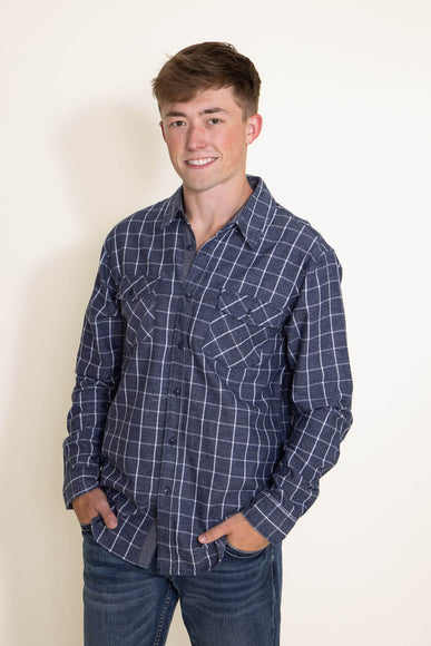 1897 Original Window Pane Woven Button Down Shirt for Men in Navy