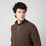 1897 Original ¼ Mock Neck Button Sweater for Men in Brown