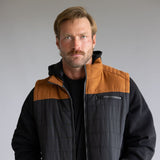Puffer Vest Knit Hood Jacket for Men in Black