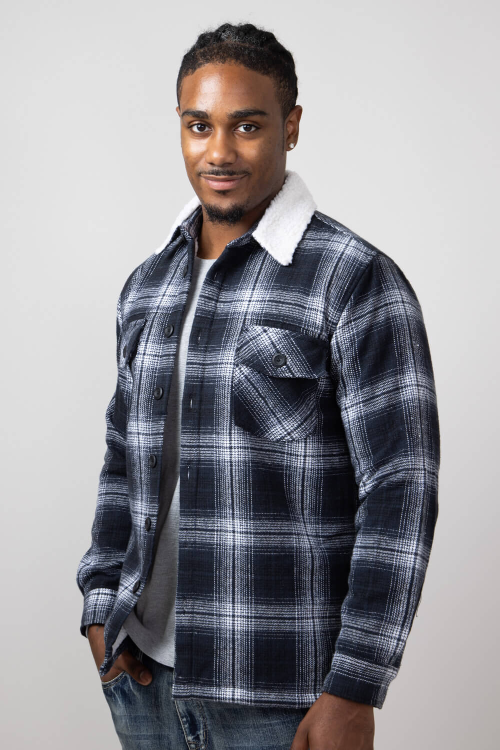 Button Down Fleece Lined Flannel Shirt With Hood Winter Sweaters