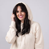 1897 Active Michigan Embroidered Hoodie for Women in Cream