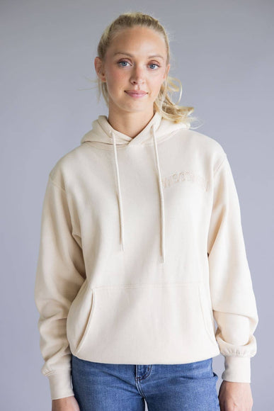 1897 Active Wisconsin Embroidered Hoodie for Women in Cream