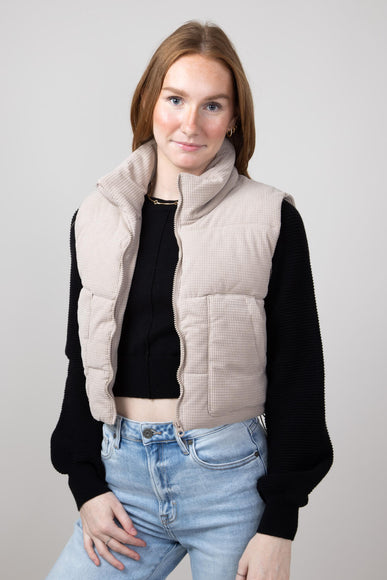 Waffle Corduroy Puffer Vest for Women in Atmosphere