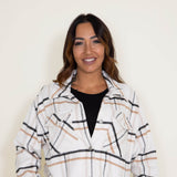 Plaid Shacket for Women in Cream/Black Plaid