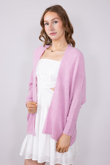 Shaker Stitch Cardigan for Women in Pink