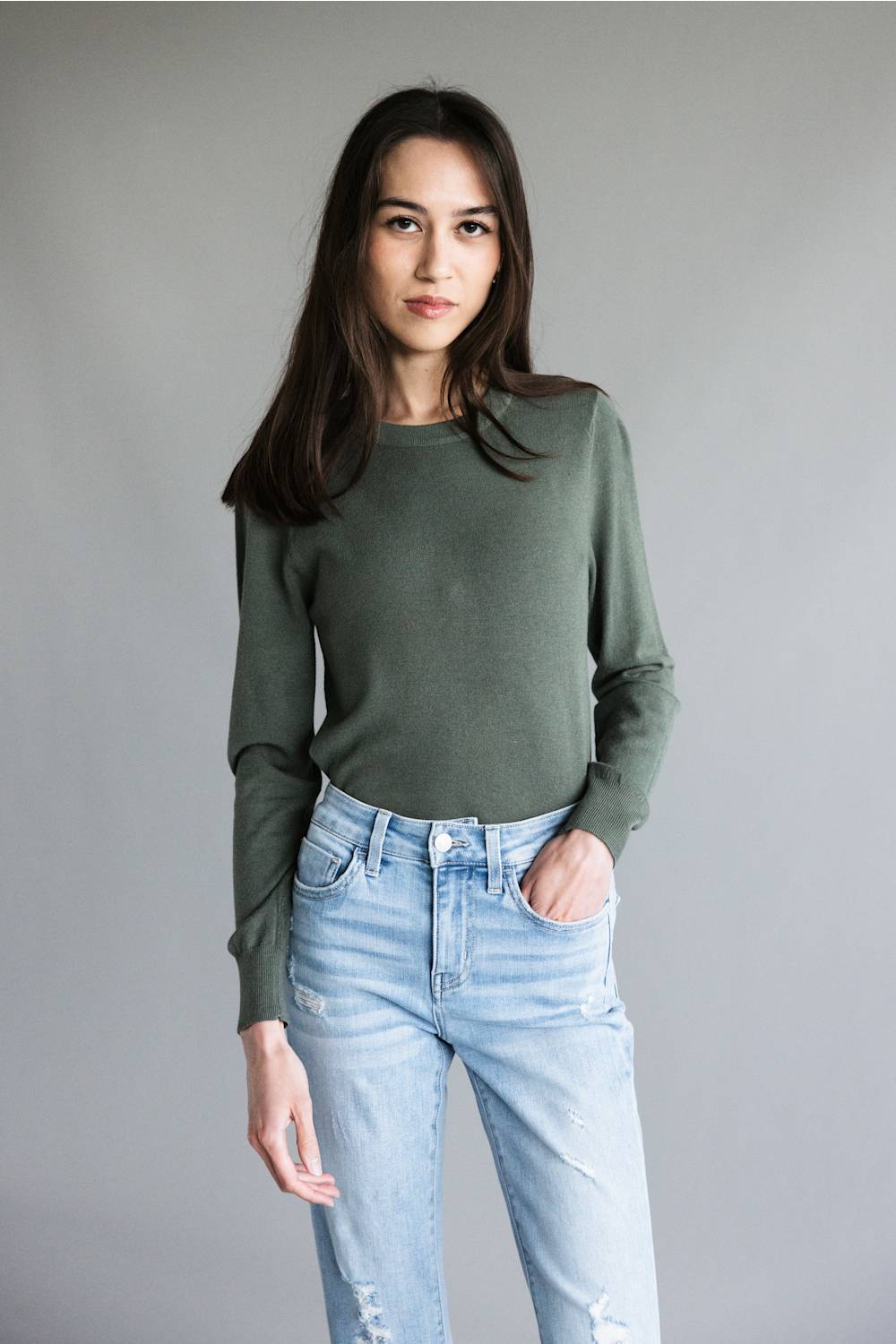 Be Cool Round Neck Sweater for Women in Winter Forest