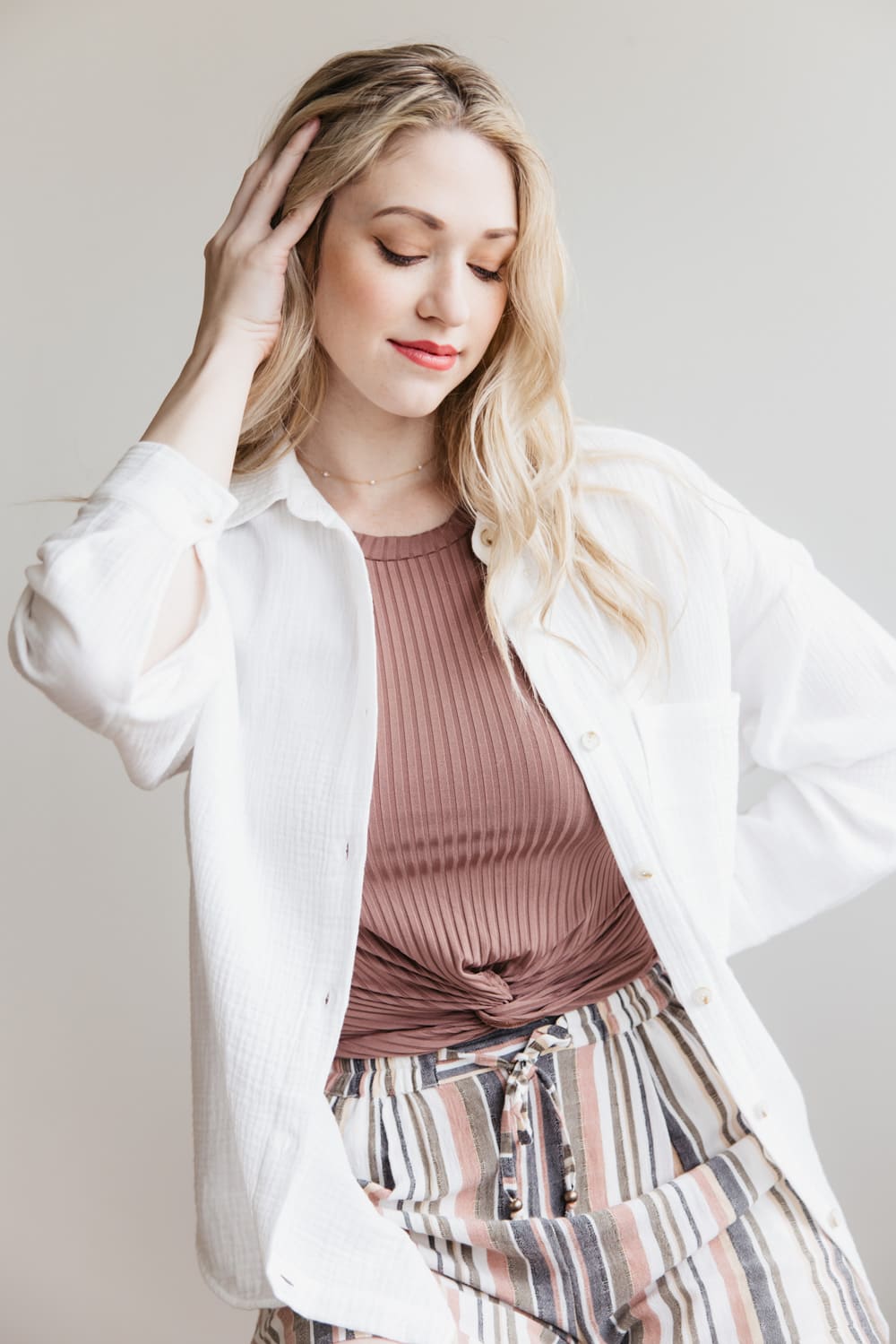 ACOA Oversized Gauze Boyfriend Shirt for Women in White