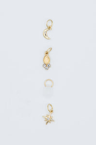 Custom Moon Stone Charm Necklace in Gold