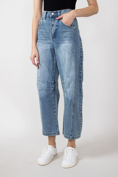 High Rise Barrel Wash Jeans for Women
