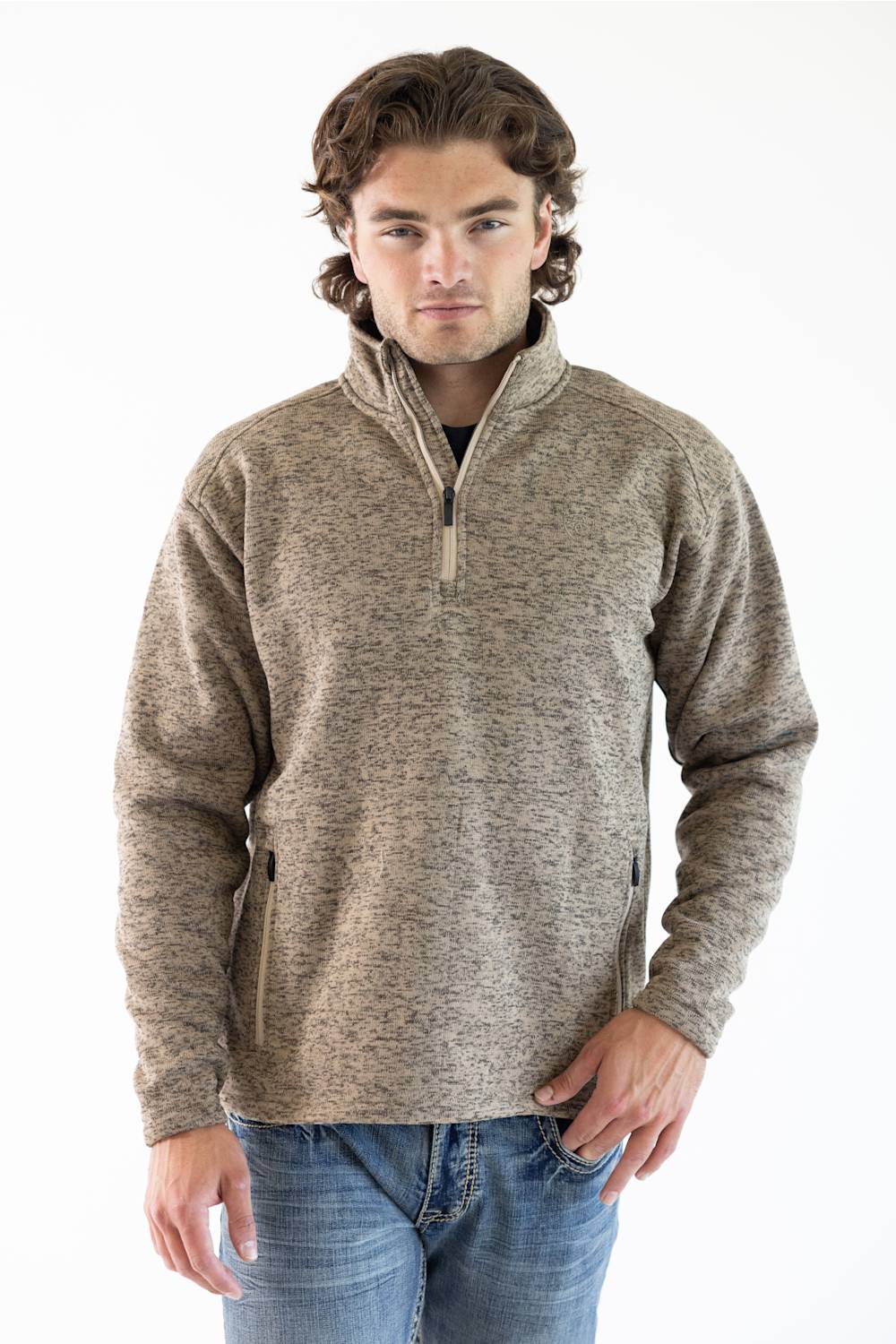 Ariat Caldwell 1/4 Zip Sweater for Men in Savannah Tan | 10079435-SAVANNAH TAN