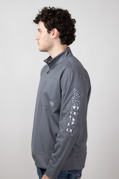 Ariat Team Logo Quarter Zip Sweatshirt for Men in Grey