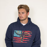 Ariat Logo American Steer Hoodie for Men in Blue Heather 