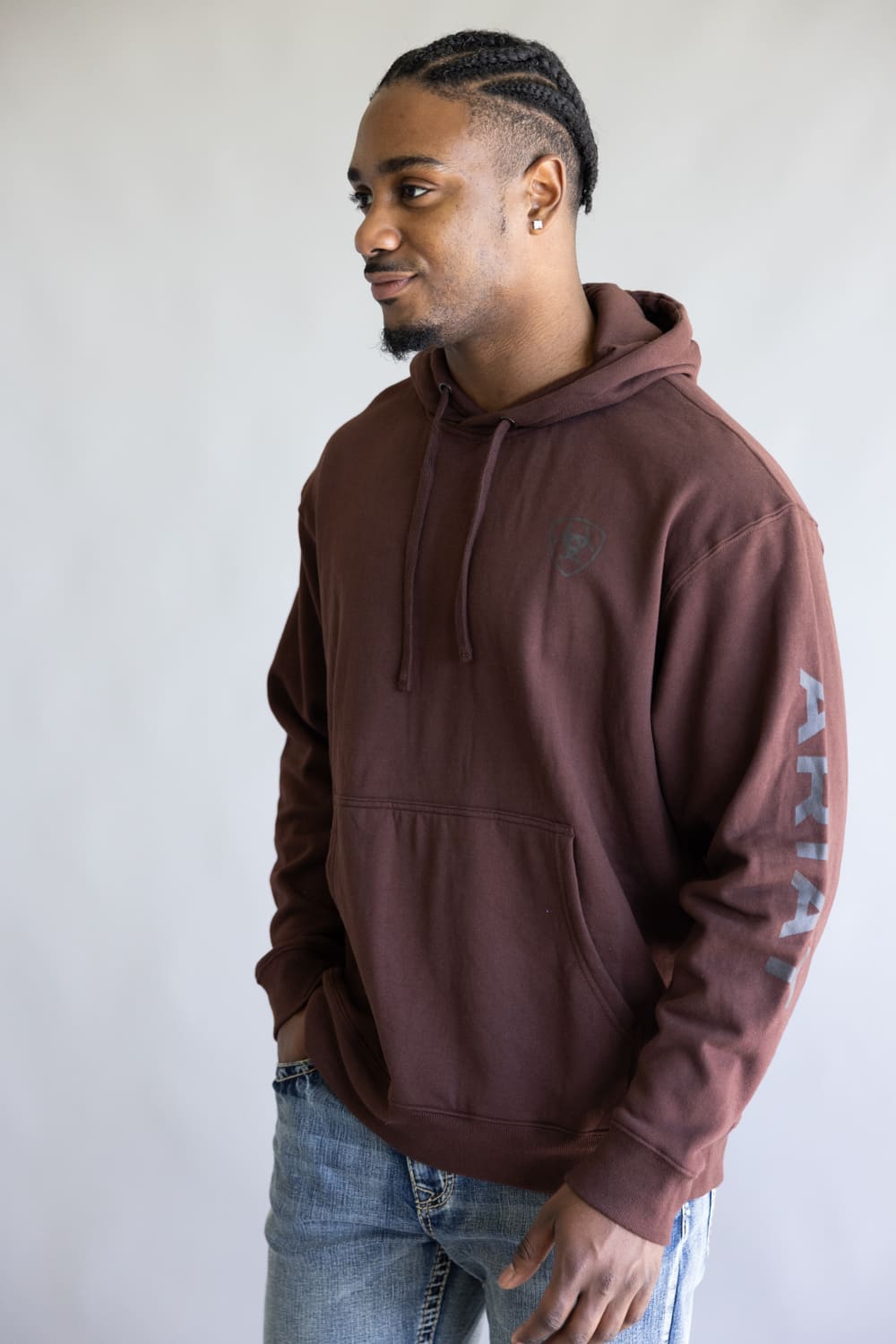 Ariat Logo Hoodie for Men in Deep Mahogany