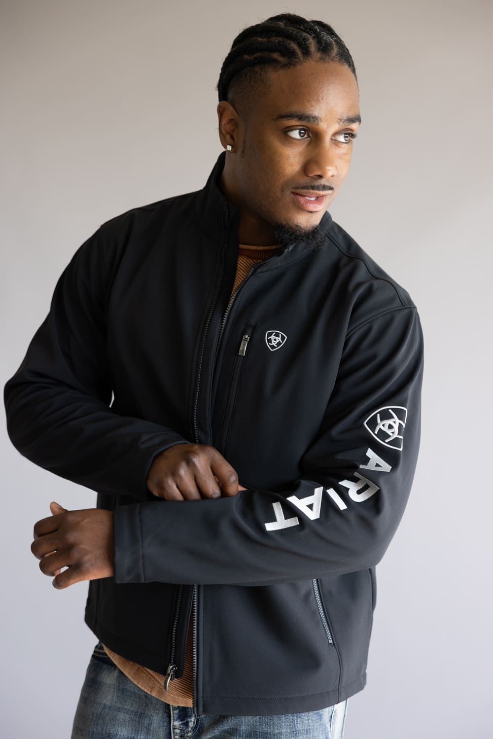 Ariat Logo Softshell Jacket for Men in Black