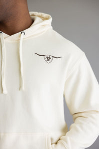 Ariat Shield Steer Head Hoodie for Men in Oatmeal
