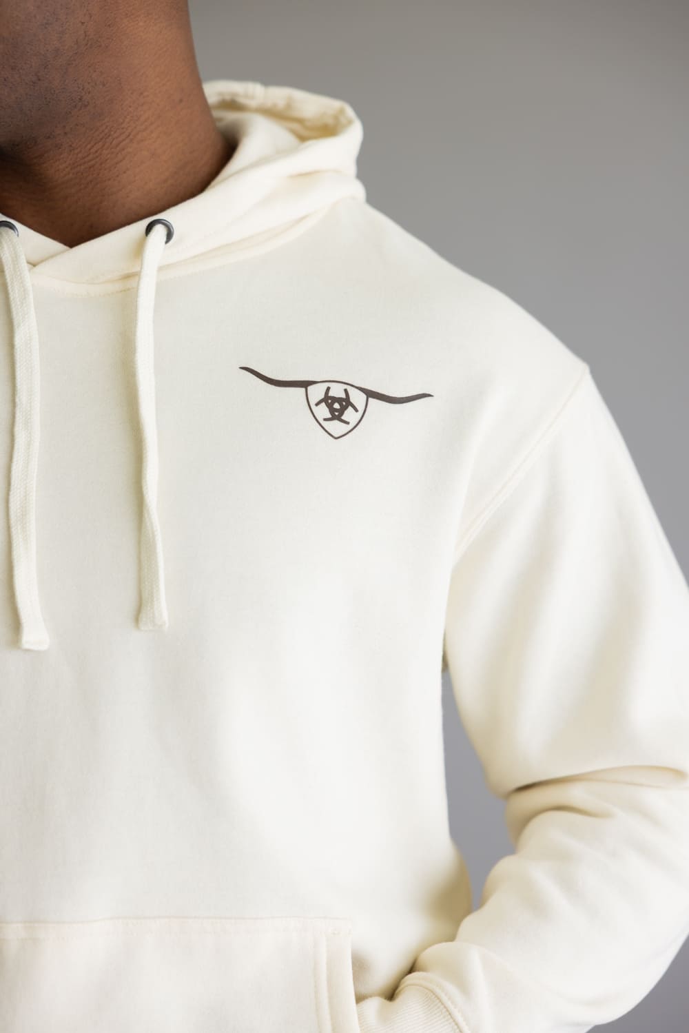 Ariat Shield Steer Head Hoodie for Men in Oatmeal