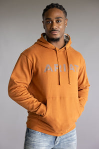 Ariat Stitch Shield Logo Hoodie for Men in Adobe Orange