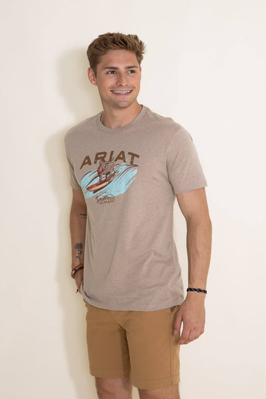 Ariat Surf and Turf Western Aloha T-Shirt for Men in Oatmeal Brown