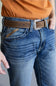 Ariat Tooled Double Stitched Leather Belt for Men in Brown