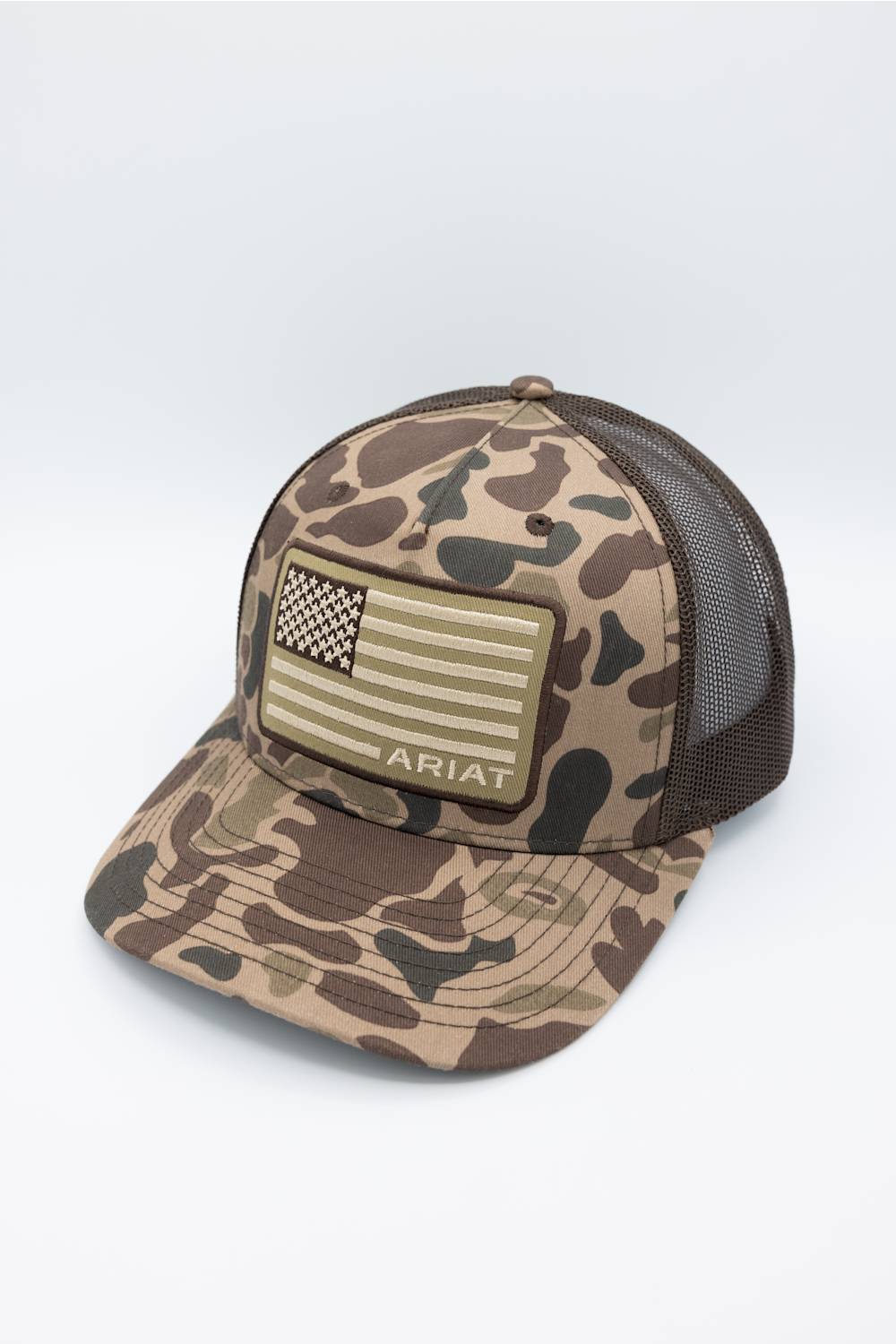 Ariat USA Flag Logo Cap for Men in Brown Camo