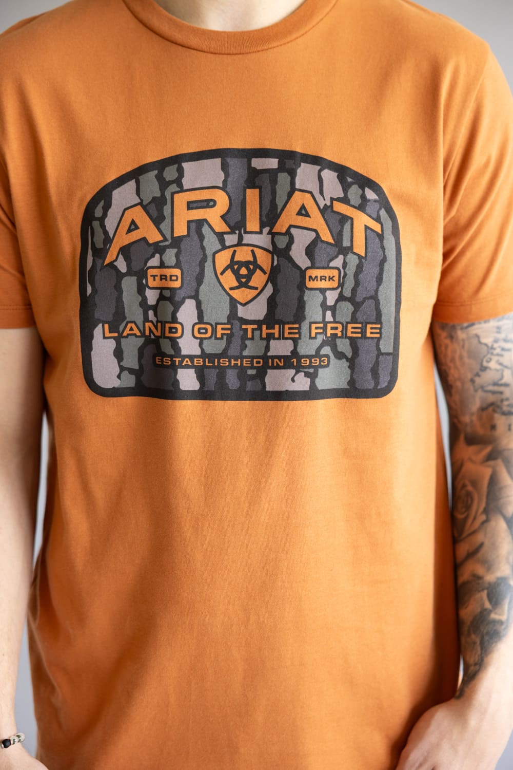 Ariat Underlands Camo Badge T-Shirt for Men in Orange