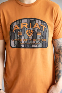 Ariat Underlands Camo Badge T-Shirt for Men in Orange