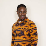 Aztec Polar Fleece Shacket for Men in Multi Brown