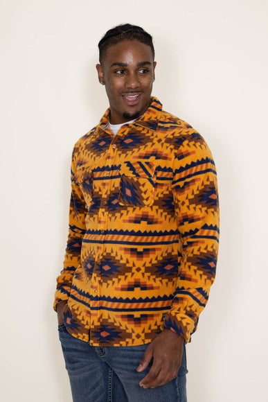 Aztec Polar Fleece Shacket for Men in Multi Brown