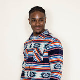 Aztec Polar Fleece Shacket for Men in Navy